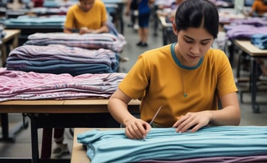 Minimalist and elegant image showing import registration documents with subtle icons representing footwear, textiles, and clothing.