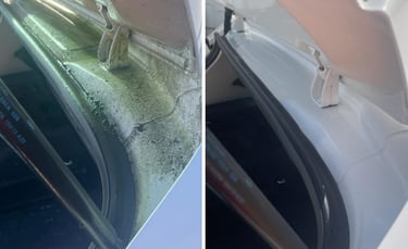 Avant après nettoyage intérieur automobile – contour de coffre