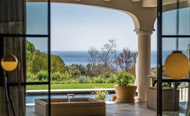 Covered terrace at Villa La Gratitud with sea views and al fresco dining