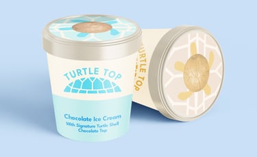 Ice cream tubs for the brand Turtle Top