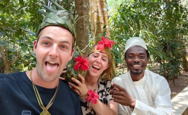 Cultural spice experience in Zanzibar captured in joyful selfie