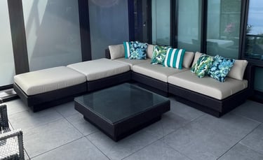 custom outdoor cushions and pillows made for patio set - Toronto Upholstery Studio