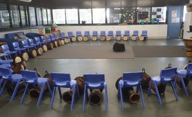 drumming classes with chairs arrangement