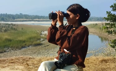 binocular observation near the river in Bardiya Park
