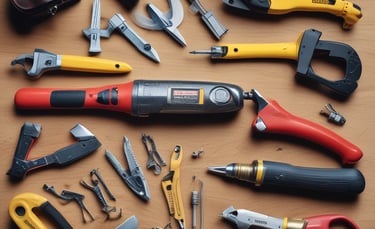 A vibrant display of electronics including headphones, cameras, and gadgets on a store table