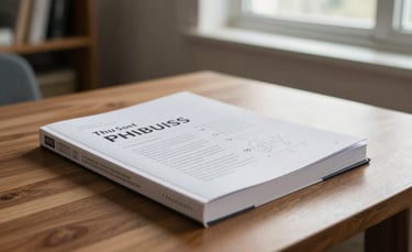 A professional, minimalistic photography of a Physics textbook with a clean white cover lying on a wooden desk. Soft morning light enters through a window in a contemporary South Asian home study, creating a sober and academic atmosphere. The composition is focused and sharp.