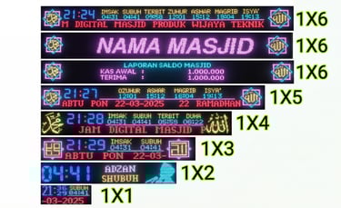 Jual jam sholat masjid model running teks 1 baris