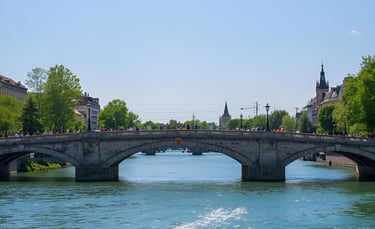 River bridge, highlighting the goal of bridging gaps in English language skills