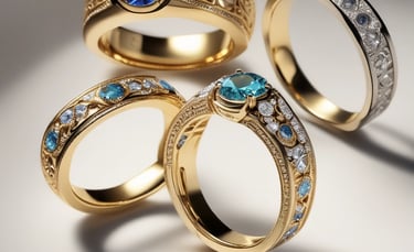 Elegant bracelets stacked together on a smooth marble surface with gentle lighting.