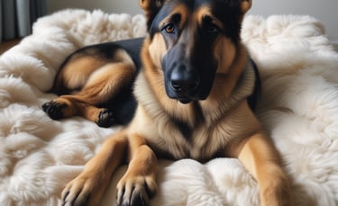 Outdoor durable dog bed with water-resistant fabric and a happy dog enjoying the sun