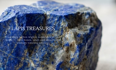 Handcrafted lapis stone boxes, vases, and decorative objects made in Afghanistan