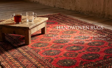 Handwoven Afghan kilim rug with geometric patterns, crafted in traditional artisan workshops.