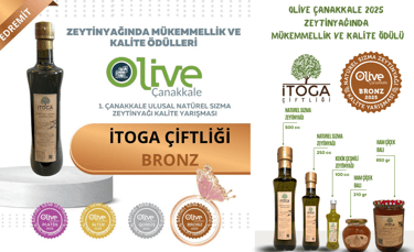 İTOGA Çiftliği “Olive Çanakkale 2025 Zeytinyağında Mükemmellik ve Kalite Ödülü” aldı.