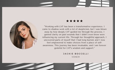 A testimonial for the book and/or coaching service by LVF at LVFLVX.com by client.