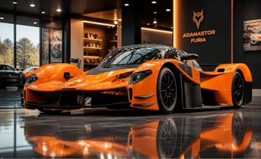 Adamastor Furia em showroom com iluminação suave e reflexos discretos no chão brilhante