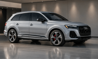 Audi Q7 2027 em showroom com novo visual e acabamento esportivo