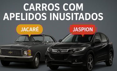 Dois carros lado a lado sobre fundo cinza neutro — à esquerda, um Chevrolet Opala antigo com balão l