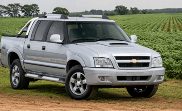 Chevrolet S10 Executive 2011 4x4 prata em frente a uma plantação no campo