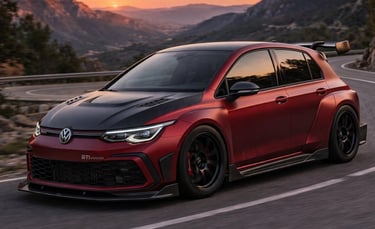 Golf GTI Monster renderizado com visual agressivo