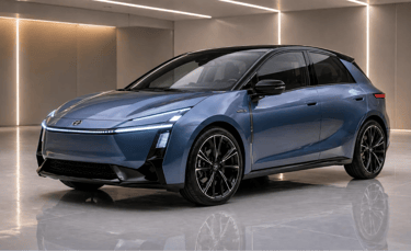 Novo Toyota Yaris 2028 conceito em showroom com design futurista híbrido e elétrico
