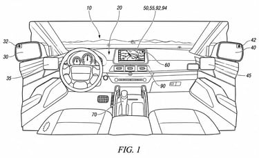 Patente da GM mostra retrovisor digital inteligente dentro do carro.