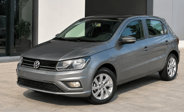 Volkswagen Gol 2019 cinza em showroom externo moderno