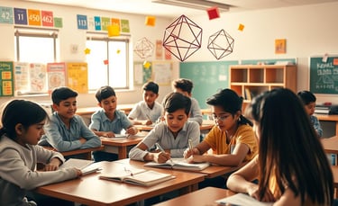 a group of children and adults sitting at desks in a classroom