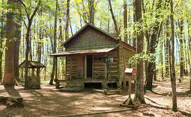 Huntsville, AL - A display cabin where C. Green lived with his 15 children at Madison Nature Trail