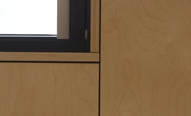 Close up of contemporary plywood ceiling detail.
