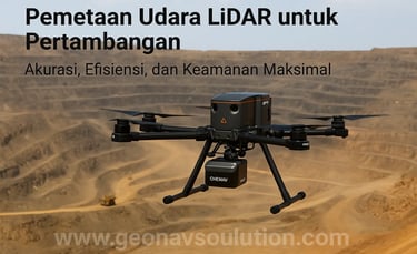 Drone Geonavsolution dengan LiDAR melakukan pemetaan udara di area tambang terbuka