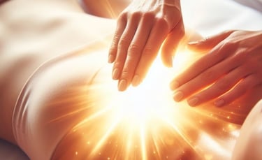 une femme recevant un soin énergétique à côté de Chauvigny