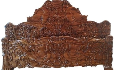 Double Seater Teak Bed β Elegant Indian Wooden Sofa