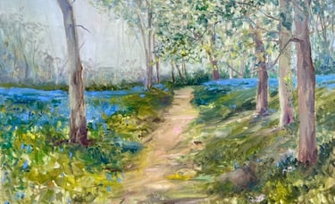 oil painting of bluebells in normandy 