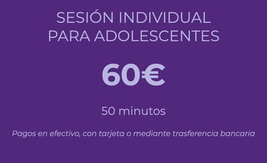 Sesión para adolescentes 60€, 50 minutos
