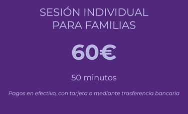 Sesión para familias 60€, 50 minutos