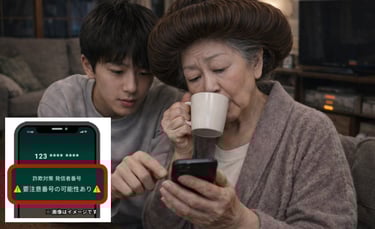 特殊詐欺対策アプリをインストールしてもらっている高齢者のイメージ画像｜堺市のニュースならサカイタイムズ