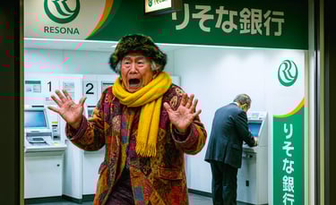 りそな銀行ATMで引き出し限度額を知らずにうろたえている高齢者のイメージ画像|堺市のニュースならサカイタイムズ