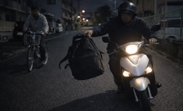 バイクに乗った男にリュックサックをひったくられるイメージ画像|堺市のニュースならサカイタイムズ