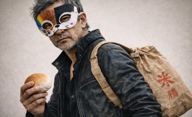 手作りマスク・米袋リュック・米粉パンを同時体験している男性のイメージ画像｜堺市のニュースならサカイタイムズ