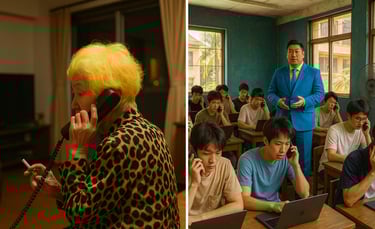 高齢者が電話を受ける場面と複数の若い男性が机で電話をかけている様子を写した構成写真｜堺市のニュースならサカイタイムズ