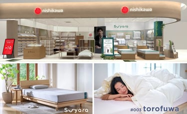 アリオ鳳 のnishikawaショップ外観とsuyaraマットレスと羽毛ふとん使用イメージ｜堺市のニュースならサカイタイムズ