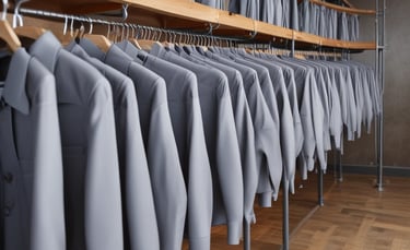 A variety of customized t-shirts hanging on a rack.
