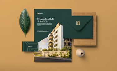 a business card with a green envelope and a green envelope