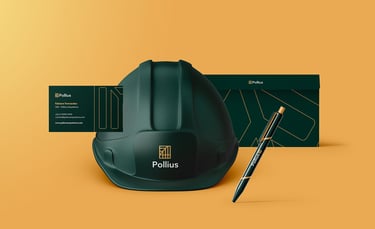 a helmeted man in a hard hat with a pen and a pen