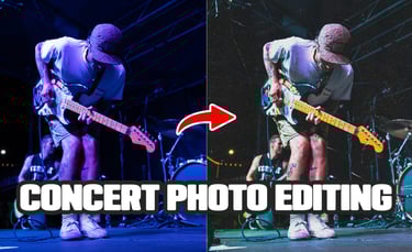 Before and after edit of concert photo