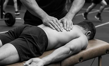 crossfit, hyrox male having a massage to recover faster