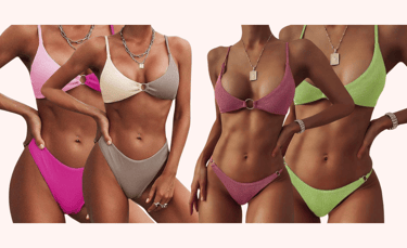 amazon.it zaful women's bikini set single and two tone for beach day neutral colors bikini