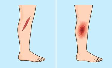 an acute wound and a chronic wound