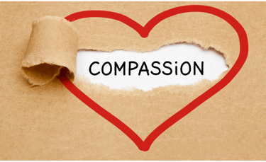 a heart shaped with the word compassion inside