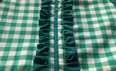 a handmade girls green and white checkered dress